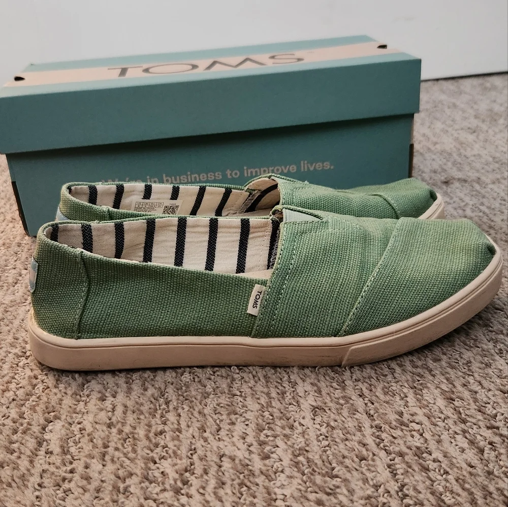 Toms Alpargata Cupsole Vintage Green Green HeritageCanvas Flats with Rubber Sole - Picture 6 of 7